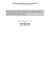 book Filosofía de Kant: carácter y objetivo de la Crítica de la Razón Pura