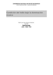 book Condición del indio bajo la dominación incaica