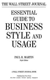 book The Wall Street Journal Essential Guide to Business Style and Usage