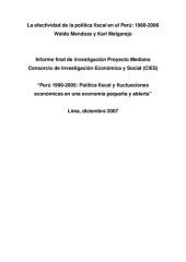 book La efectividad de la política fiscal en el Perú: 1980-2006