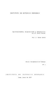 book Oportunidades, migraciones y desarrollo en el Perú Rural