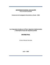 book Los impuestos locales en el Perú: Aspectos institucionales y desempeño fiscal del impuesto predial