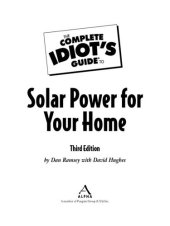 book The Complete Idiot's Guide to Solar Power for your Home