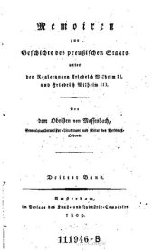 book Memoiren zur Geschichte des Preußischen Staates unter den Regierungen Friedrich Wilhelm II. und Friedrich Wilhelm III.