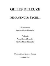 book Immanencja: życie...