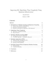 book Improving ML Algorithmic Time Complexity Using Quantum Infrastructure