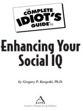 book The Complete Idiot's Guide to Enhancing Your Social IQ