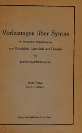 book Vorlesungen über Syntax mit besonderer Berücksichtigung von Griechisch, Lateinisch und Deutsch