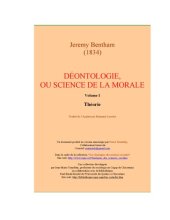 book Déontologie, ou Science de la morale Tome I - Théorie