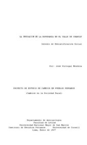 book LA IRRIGACIÓN DE LA ESPERANZA EN EL VALLE DE CHANCAY (LIMA). Intento de Estratificación Social: "donde hay dichos y grandes..."