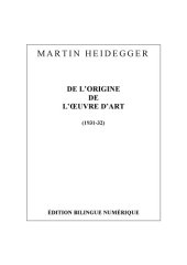 book De l'origine de l'oeuvre d'art: édition bilingue numérique