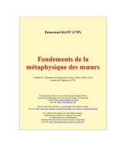 book Fondements de la métaphysique des moeurs