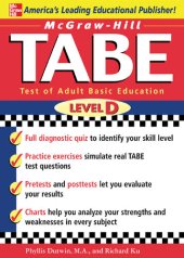 book McGraw-Hill's TABE Level D: The First Step to Lifelong Success