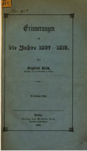 book Erinnerungen an die Jahre 1807-1813