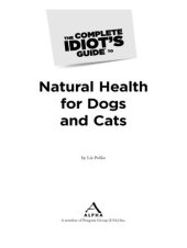 book The Complete Idiot's Guide to Natural Health for Dogs and Cats