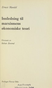 book Innledning til marxismens økonomiske teori