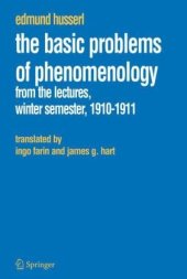 book The Basic Problems of Phenomenology: From the Lectures, Winter Semester, 1910-1911