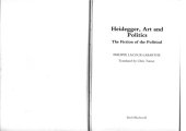 book Heidegger, Art and Politics: The Fiction of the Political