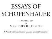 book Essay 8 - The Essays Of Schopenhauer