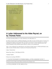 book A Letter Addressed To The Abbe Raynal