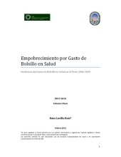 book Empobrecimiento por Gasto de Bolsillo en Salud. Incidencia del Gasto de Bolsillo en Salud en el Perú, 2006-2009