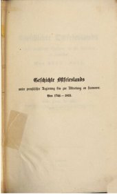 book Geschichte Ostfrieslands unter preußischer Regierung bis zur Abtretung an Hannover. Von 1744 bis 1815