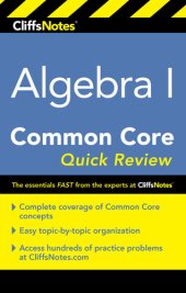 book CliffsNotes Algebra I Common Core Quick Review