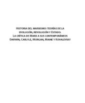 book Historia del marxismo: teorías de la evolución, revolución y Estado. La crítica de Marx a sus contemporáneos Darwin, Carlyle, Morgan, Maine y Kovalevsky