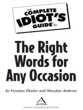 book The Complete Idiot's Guide to the Right Words for Any Occasion