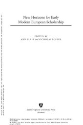 book New Horizons for Early Modern European Scholarship