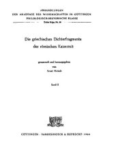 book Die griechischen Dichterfragmente der römischen Kaiserzeit Bd. 2