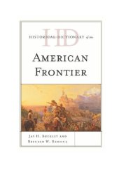 book Historical Dictionary of the American Frontier