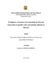 book El indígena y el mestizo en la comunidad de Marcará (Carhuaz, Áncash). Incluyendo un apéndice sobre antropología aplicada en Marcará