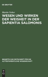 book Wesen und Wirken der Weisheit in der Sapientia Salomonis