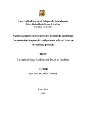 book Algunos aspectos sociológicos del desarrollo económico. Un marco teórico para investigaciones sobre el tema en la sociedad peruana