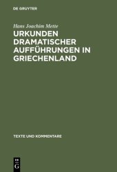 book Urkunden dramatischer Aufführungen in Griechenland