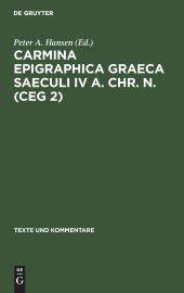 book Carmina Epigraphica Graeca Saeculi IV a. Chr. n. (CEG 2)