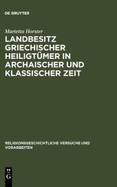 book Landbesitz griechischer Heiligtümer in archaischer und klassischer Zeit