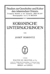 book Koranische Untersuchungen (Studien zur Geschichte und Kultur des islamischen Orients