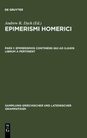 book Epimerismos Continens Qui Ad Iliadis Librum a Pertinent