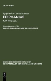 book Epiphanius Band 3: Panarion haer. 65-80. De fide