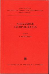 book Alexandri Lycopolitani contra Manichaei opiniones disputatio