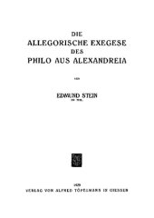 book Die allegorische Exegese des Philo aus Alexandreia