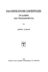 book Das hebräische Leichenlied im Rahmen der Völkerdichtung