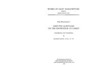 book St Bonaventure's Disputed Questions on Knowledge of Christ