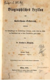 book Biographisches Lexikon des Kaiserthums Oesterreich : enthaltend die Lebensskizzen der denkwürdigen Personen, welche 1750 bis 1850 im Kaiserstaate und in seinen Kronländern gelebt haben / Coremans - Eger