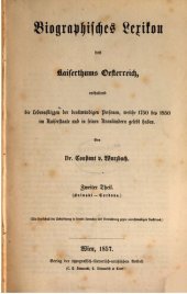 book Biographisches Lexikon des Kaiserthums Oesterreich : enthaltend die Lebensskizzen der denkwürdigen Personen, welche 1750 bis 1850 im Kaiserstaate und in seinen Kronländern gelebt haben / Bninski - Cordova