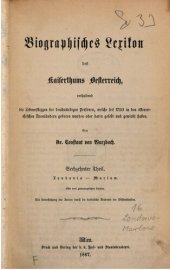 book Biographisches Lexikon des Kaiserthums Oesterreich : enthaltend die Lebensskizzen der denkwürdigen Personen, welche 1750 bis 1850 im Kaiserstaate und in seinen Kronländern gelebt haben / Londonio - Marlow