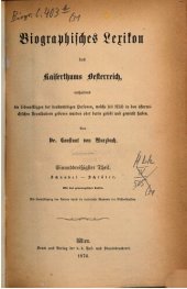 book Biographisches Lexikon des Kaiserthums Oesterreich : enthaltend die Lebensskizzen der denkwürdigen Personen, welche 1750 bis 1850 im Kaiserstaate und in seinen Kronländern gelebt haben / Schnabel - Schröter