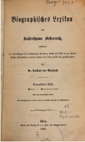 book Biographisches Lexikon des Kaiserthums Oesterreich : enthaltend die Lebensskizzen der denkwürdigen Personen, welche 1750 bis 1850 im Kaiserstaate und in seinen Kronländern gelebt haben / Moll - Mysliveczek